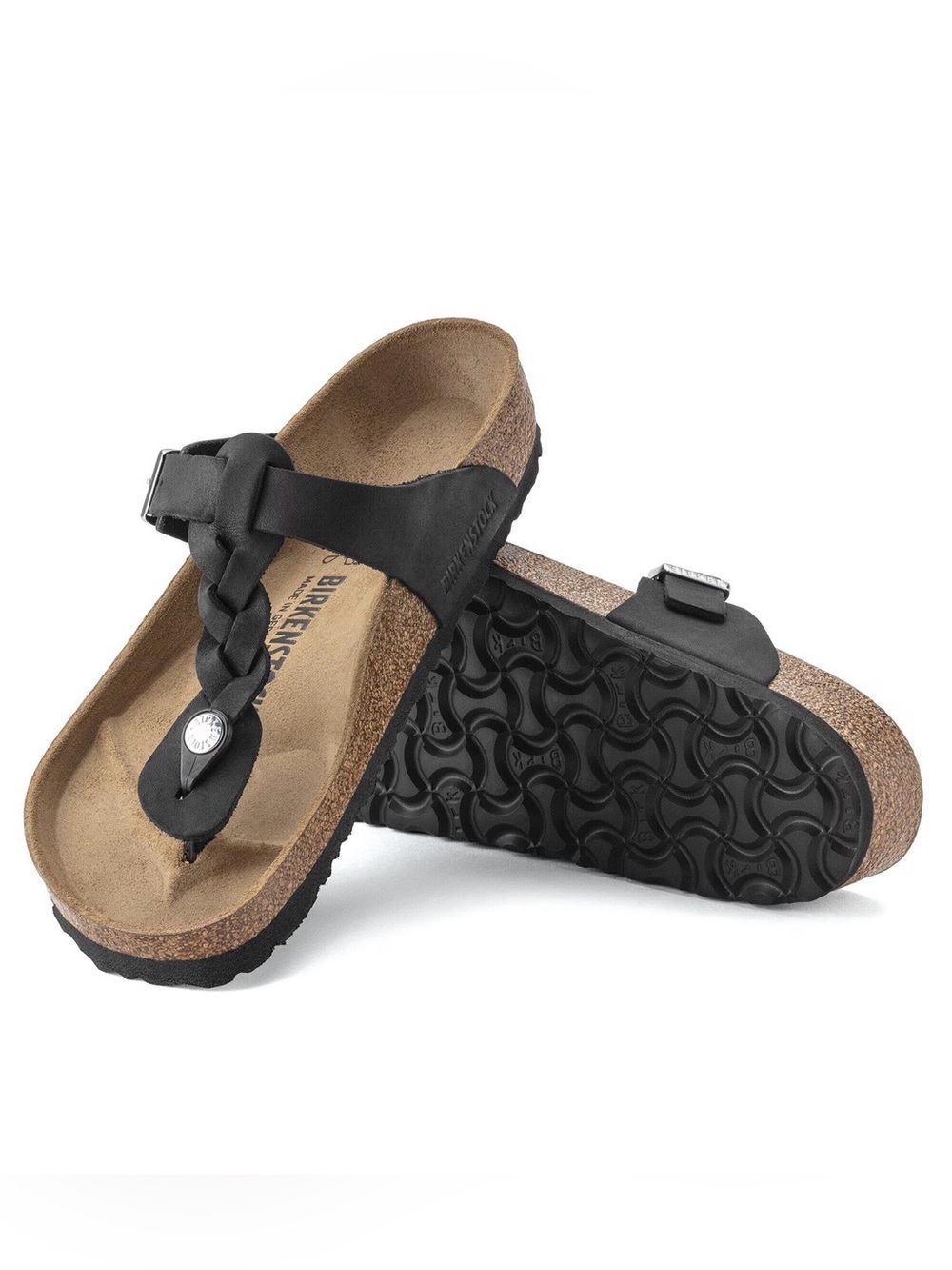 Birkenstock Gizeh Braided Leather Thong Sandals Black Women’s 39 - Picture 2 of 16